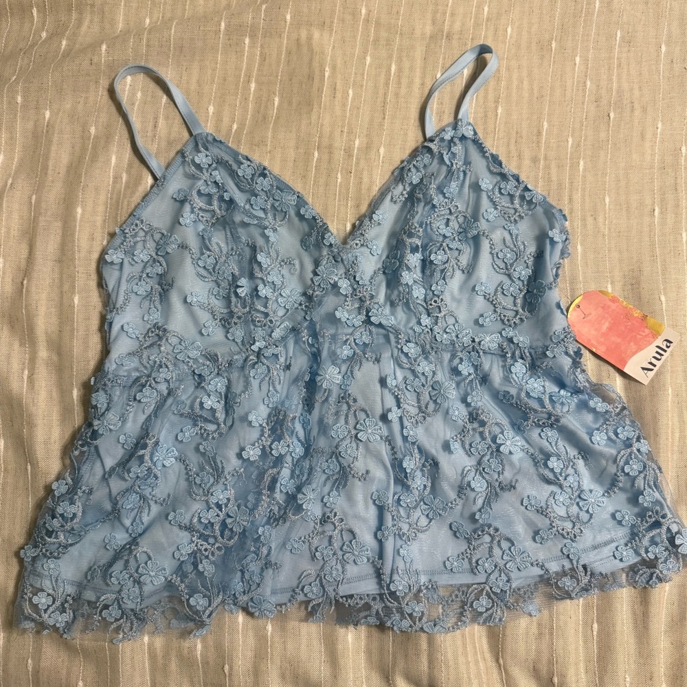 ARULA Blue Lace Camisole Top